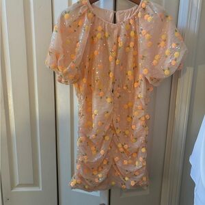 Peach Floral Sequin Dress